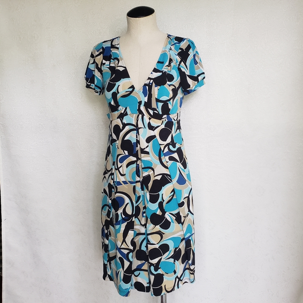 I.N. Studio V-Neck Short Sleeve Patterned Print Dress